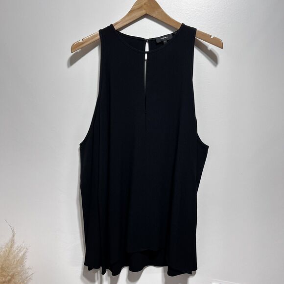 Theory Women’s Sarver Rosina Italian Crepe Cold-Shoulder Blouse Black Size M NWT - Picture 8 of 12